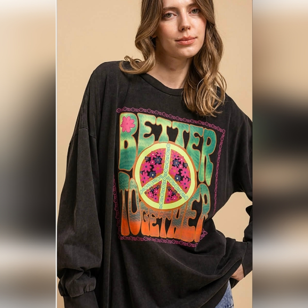NWT! Blue Velvet Oversized Long Sleeve Tee Size. Large
